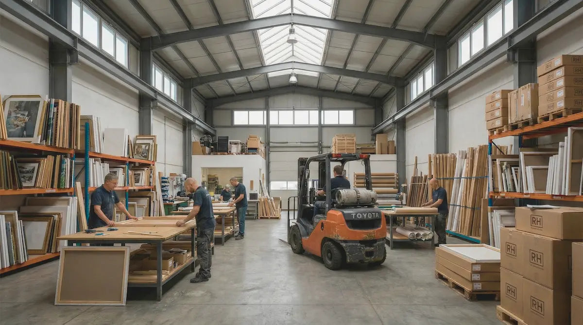 Dual-base art consultancy service powered by in-house manufacturing.